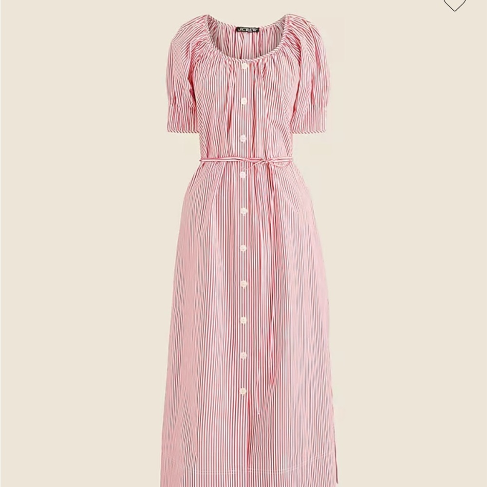J. Crew Poplin Red Striped Dress, L